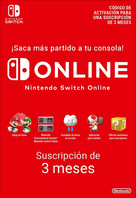 Nintendo Switch Suscripcion 3 meses EU